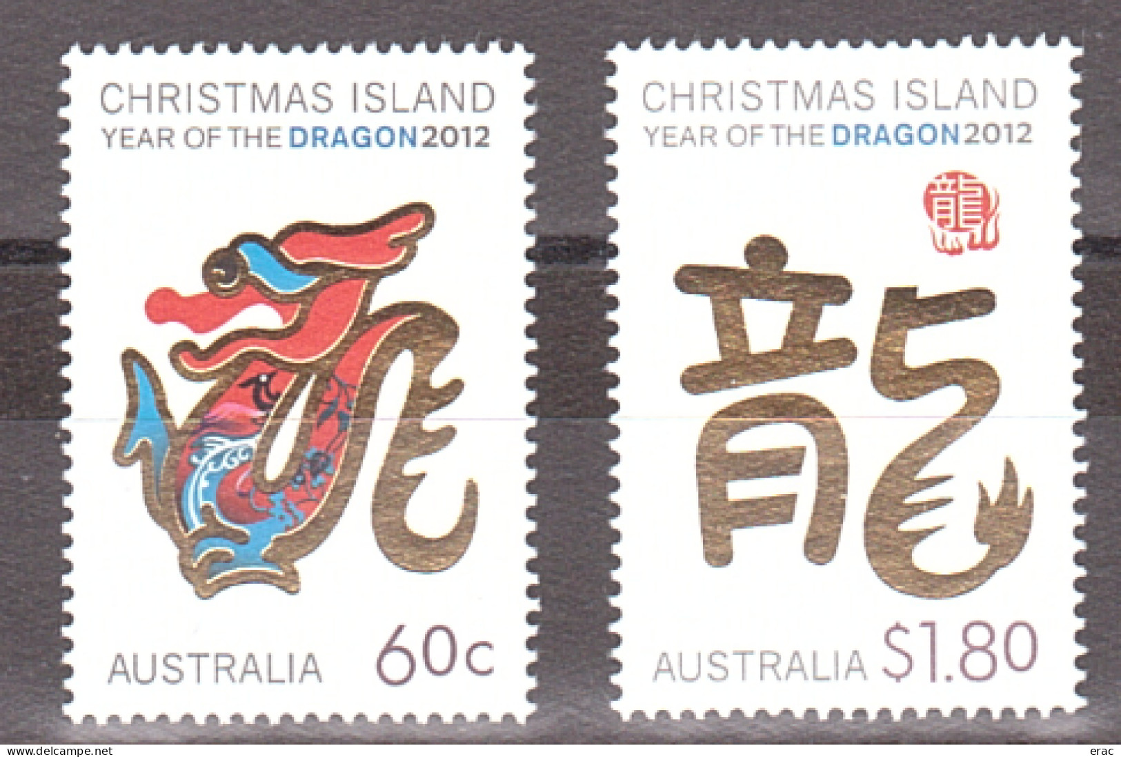 Christmas Island - 2012 - N° 716 Et 717 - Neufs ** - Année Lunaire Chinoise Du Dragon - Mint Stamps