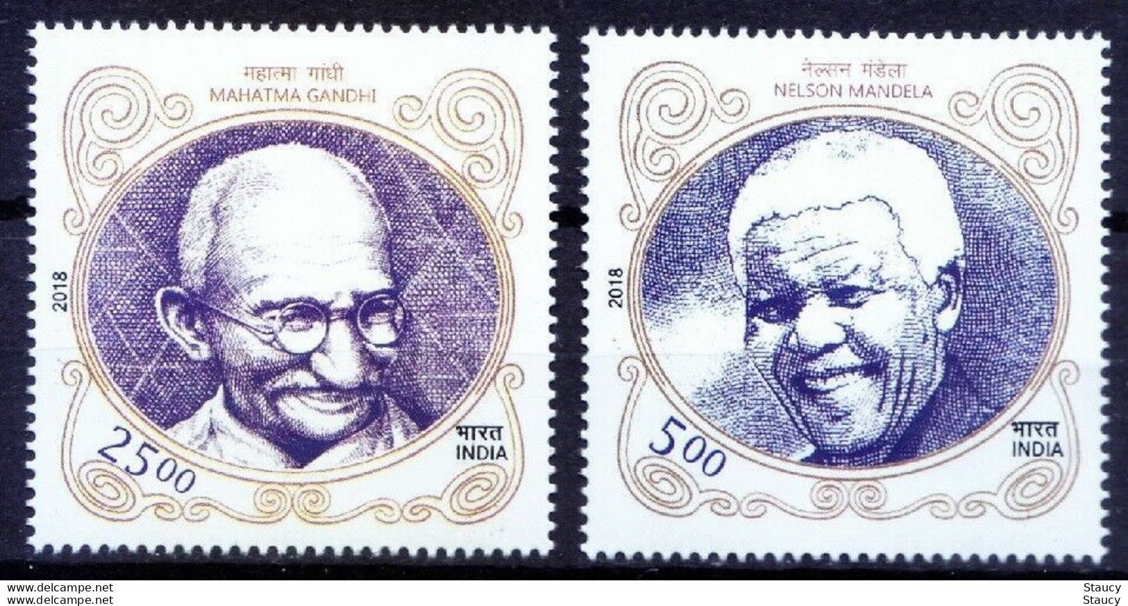 India 2018 INDIA - SOUTH AFRICA JOINT ISSUE, MAHATMA GANDHI, NELSON MANDELA 2v SET MNH - Mahatma Gandhi