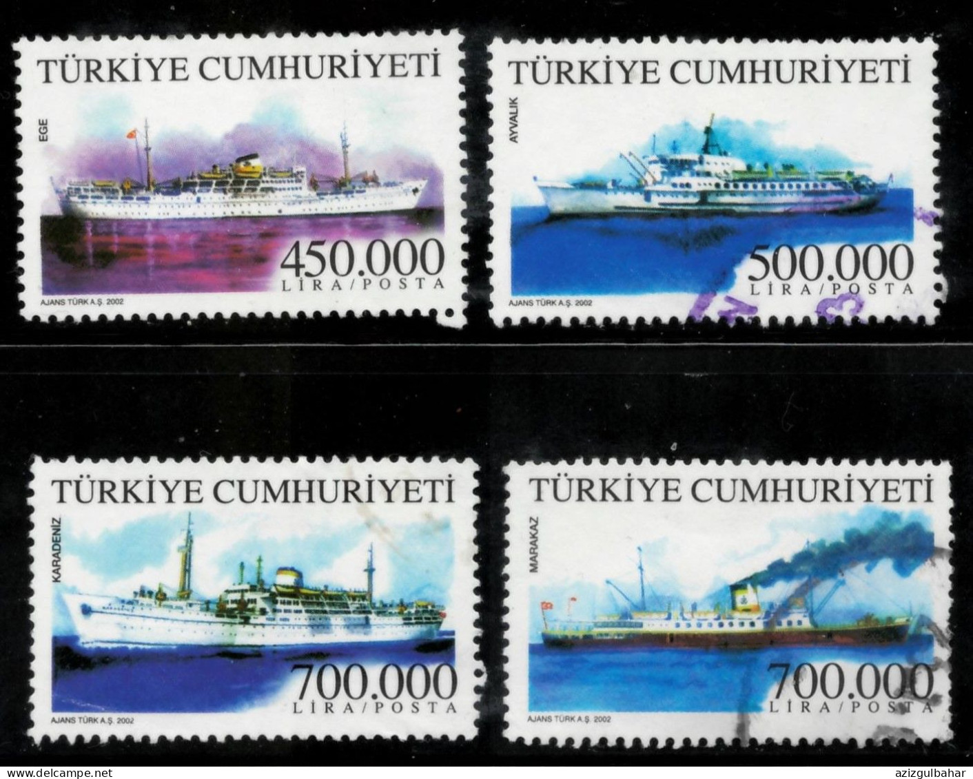 TURKEY 2002 -  USED - TURKISH MERCHANT SHIPS - Used Stamps