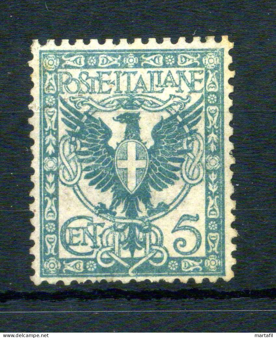 1901 REGNO "Floreale" N.70 (*) 5 Centesimi Verde Azzurro - Ongebruikt