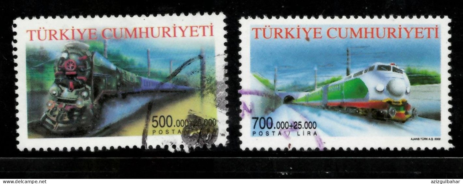 TURKEY 2002 -  USED - TRAINS - Oblitérés