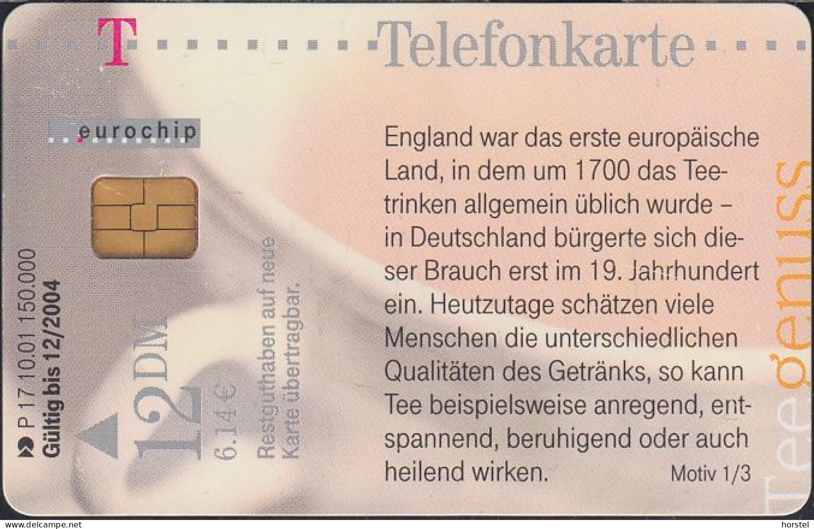 GERMANY P17/01 Teegenuss - P & PD-Series: Schalterkarten Der Dt. Telekom