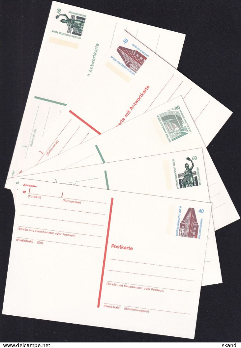 BERLIN 1989 Mi-Nr. P 129/33 F/A Postkarten Ungelaufen - Cartes Postales - Neuves