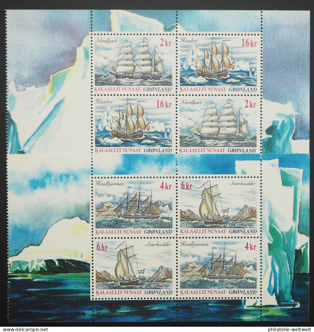 2002 Grönland; 2 Heftchenblätter Schiffahrt (I), **/MNH, MiNr. 381/84, ME 23 - Andere & Zonder Classificatie