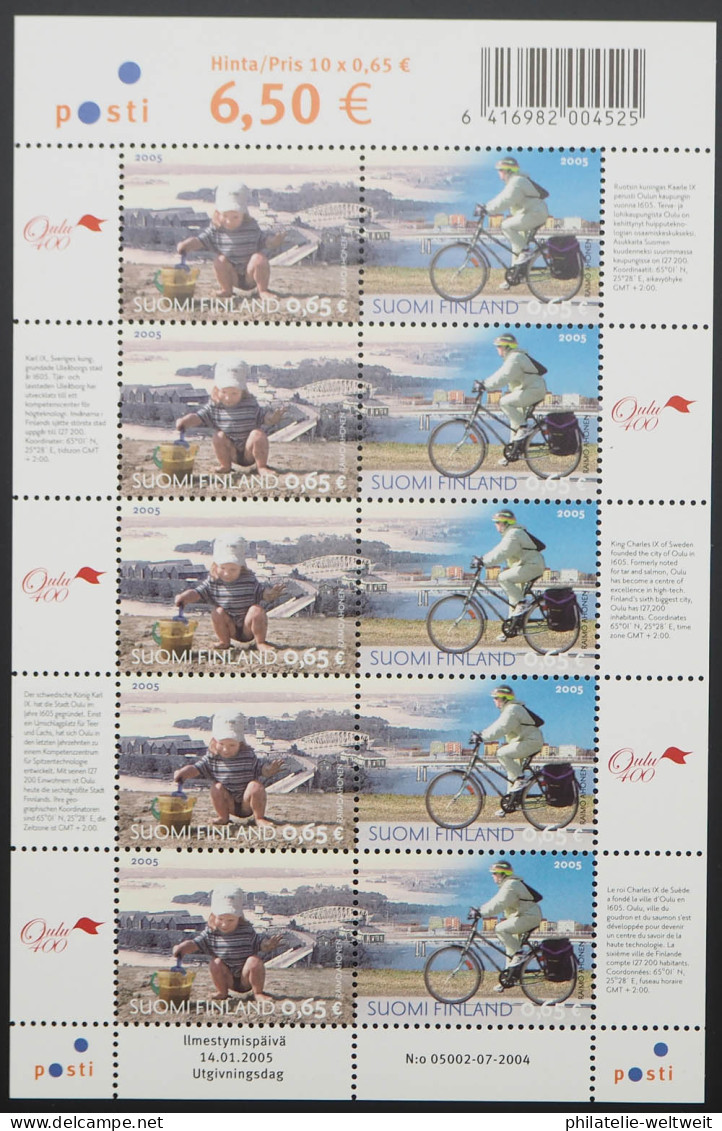 2005 Finnland; Kleinbogen 400 Jahre Oulu, **/MNH, MiNr. 1731/32 Klb., ME 13,- - Andere & Zonder Classificatie