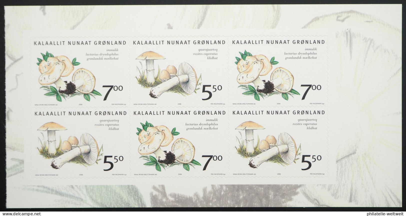 2006 Grönland; Markenheftchenblatt Speisepilze (II), **/MNH, MiNr. 467/68, ME 14 - Sonstige & Ohne Zuordnung