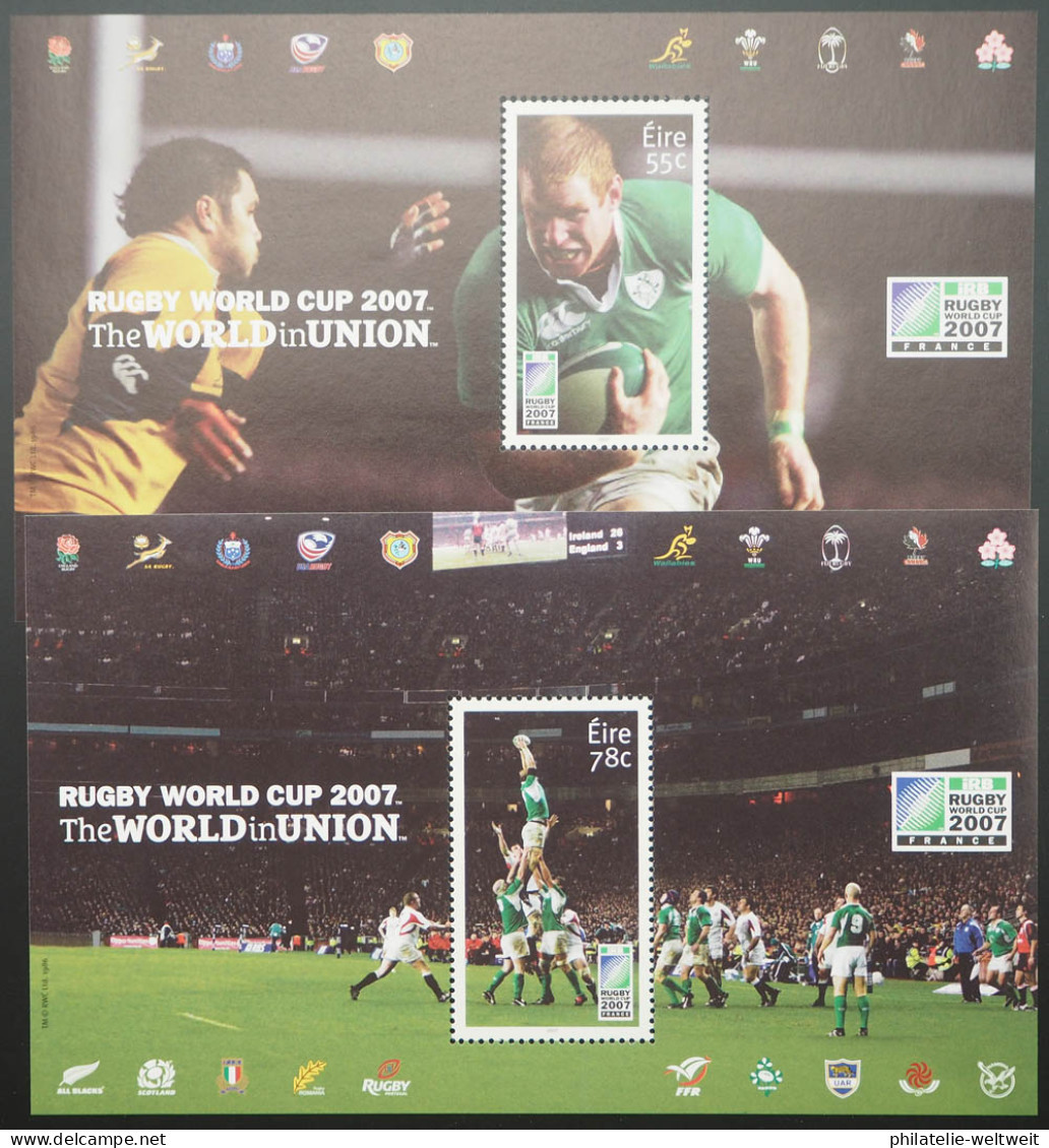 2007 Irland; Beide Blocks Rugby-Weltmeisterschaft, Postfrisch/MNH, Bl. 68/69 - Andere & Zonder Classificatie