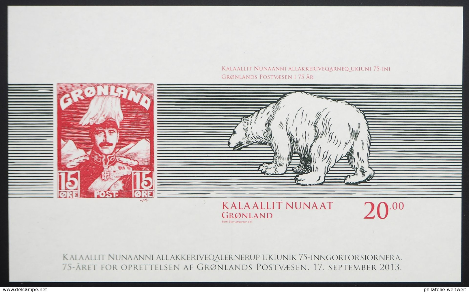 2013 Grönland; Block 75 Jahre Post Ungez., Postfrisch/MNH, Bl. 63 B, ME 60,- - Altri & Non Classificati