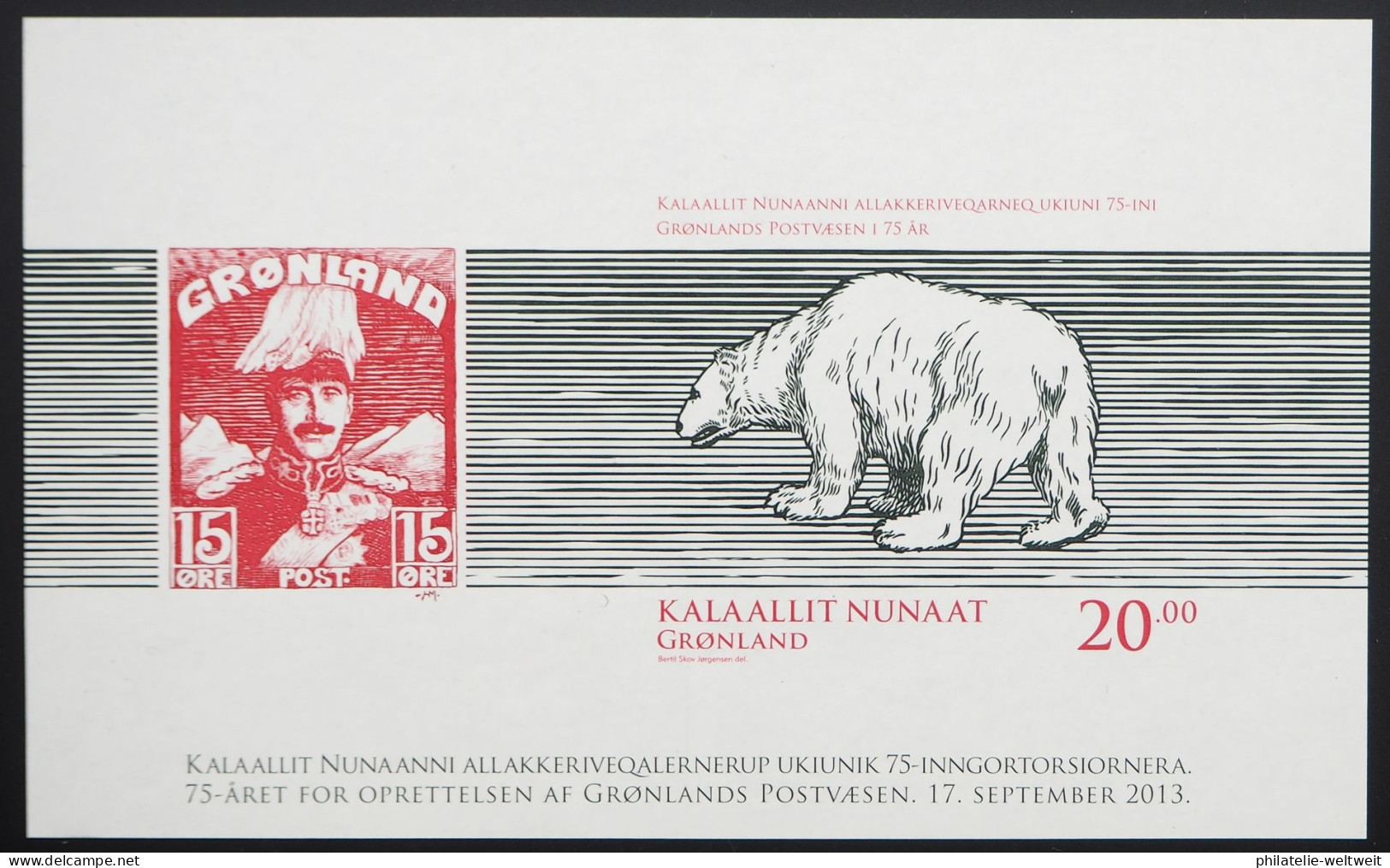 2013 Grönland; Block 75 Jahre Post Ungez., Postfrisch/MNH, Bl. 63 B, ME 60,- - Autres & Non Classés