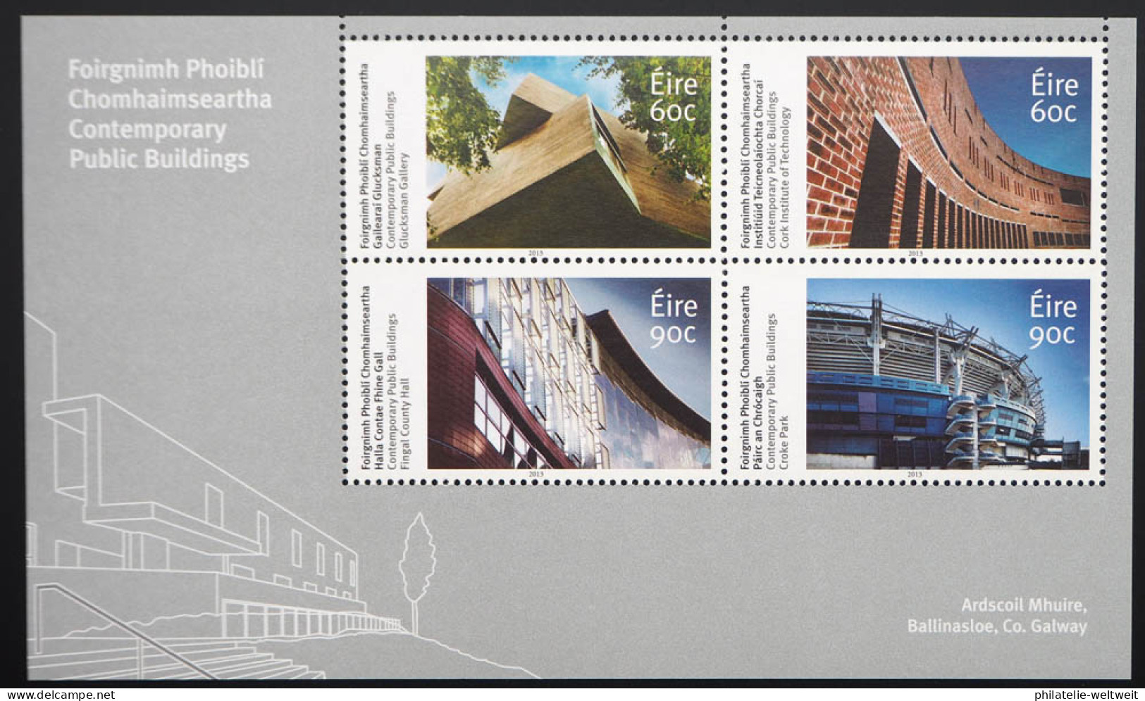 2013 Irland; Block Zeitgenössiche Gebäude, Postfrisch/MNH, Bl. 92 - Other & Unclassified