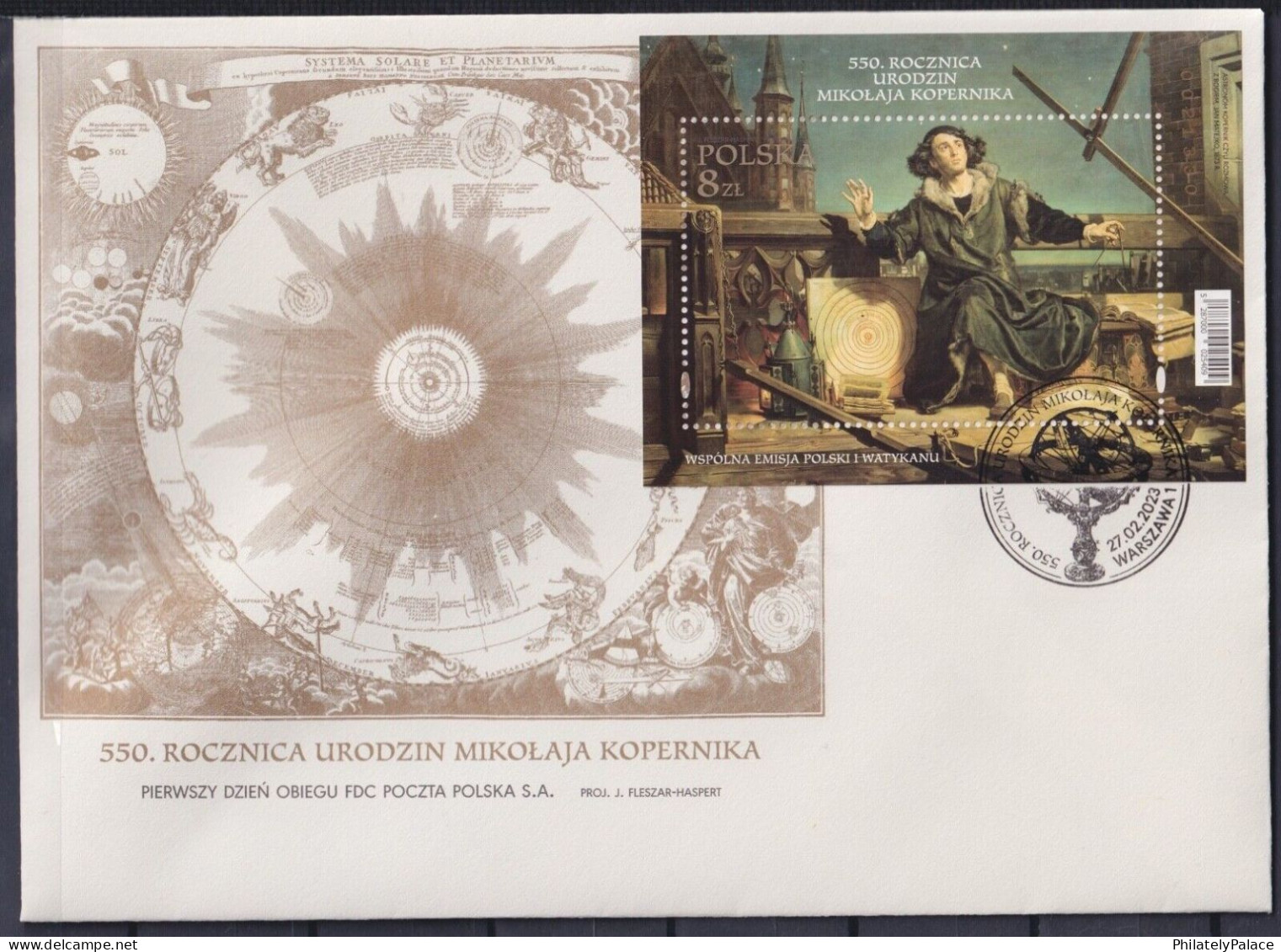 Poland 2023 Nicolaus Copernicus, Polymath, Astronomy, Joint Issue With Vatican,Sun,Solar System,Mathematician, FDC (**) - Briefe U. Dokumente