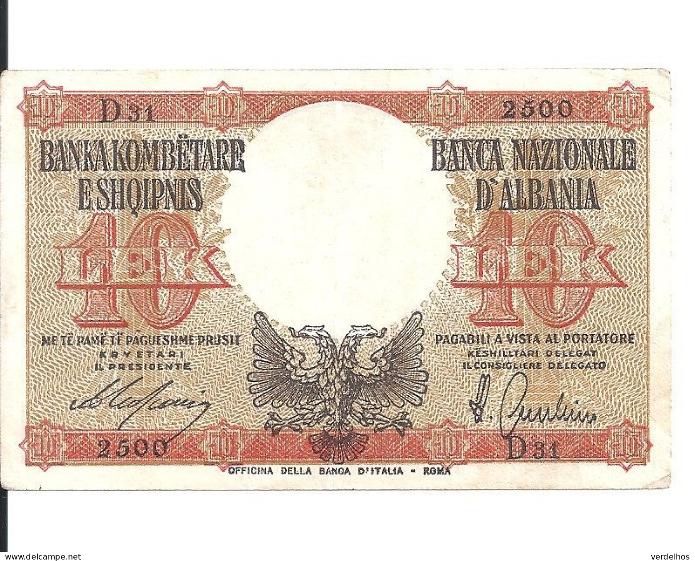 ALBANIE 10 LEK ND1940 VF+ P 11 - Albania