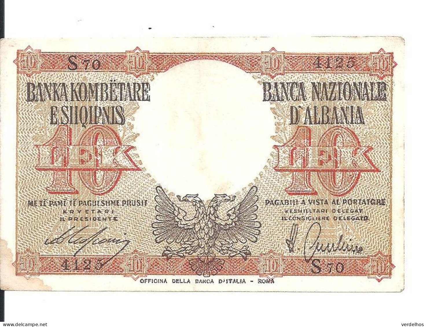 ALBANIE 10 LEK ND1940 VF+ P 11 - Albanië