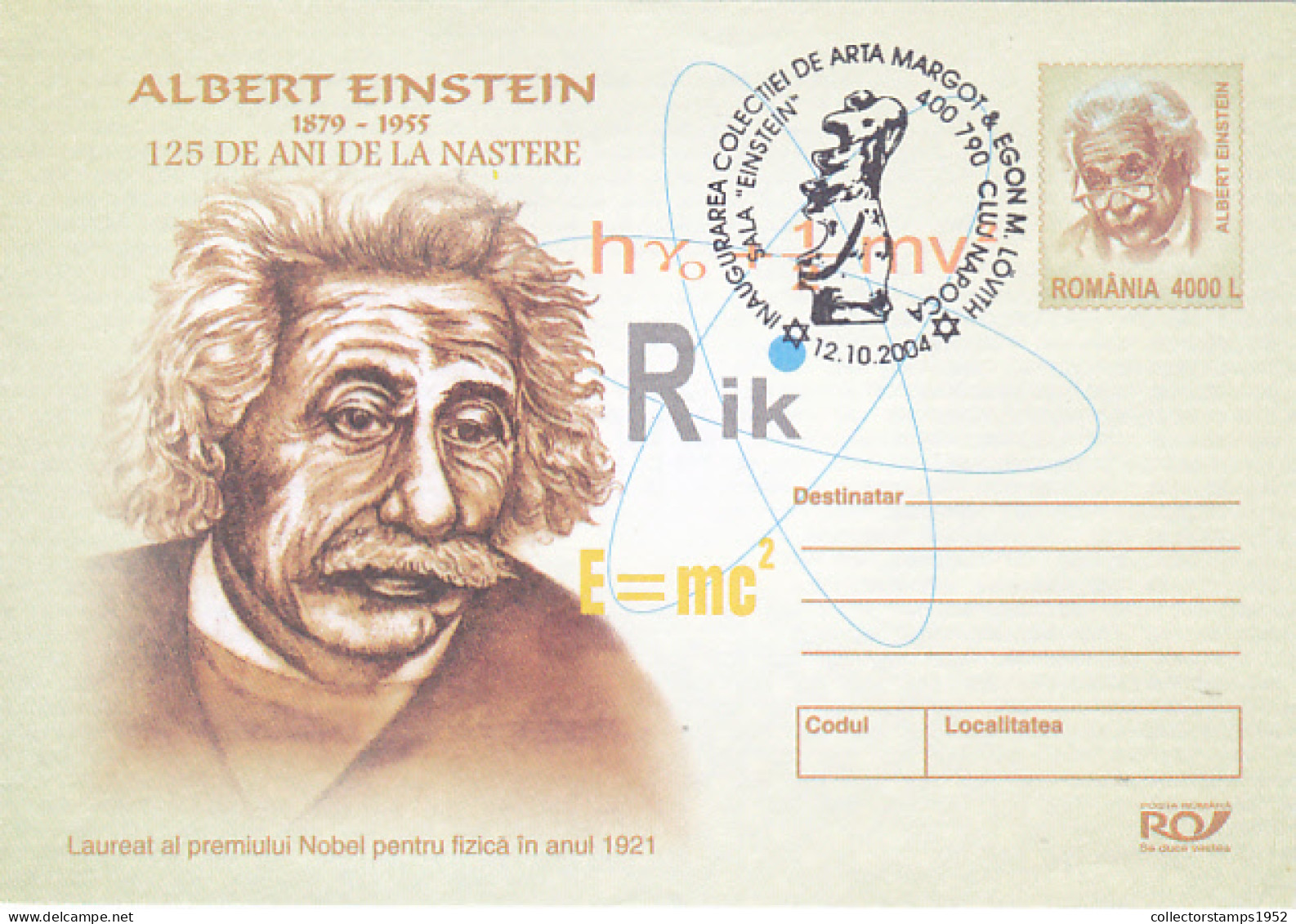 ALBERT EINSTEIN, SCIENTIST, FAMOUS PEOPLE, COVER STATIONERY, 2004, ROMANIA - Albert Einstein