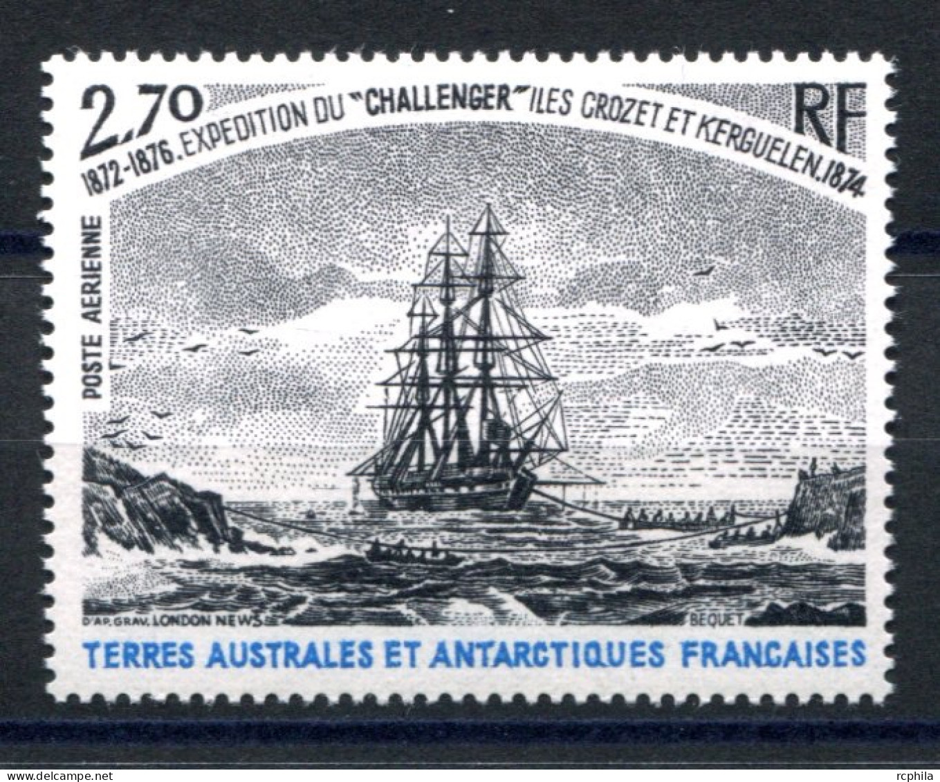 RC 26625 TAAF COTE 3€ PA N° 53 EXPEDITION DU CHALLENGER ILES CROZET ET KERGUELEN NEUF ** MNH TB - Poste Aérienne