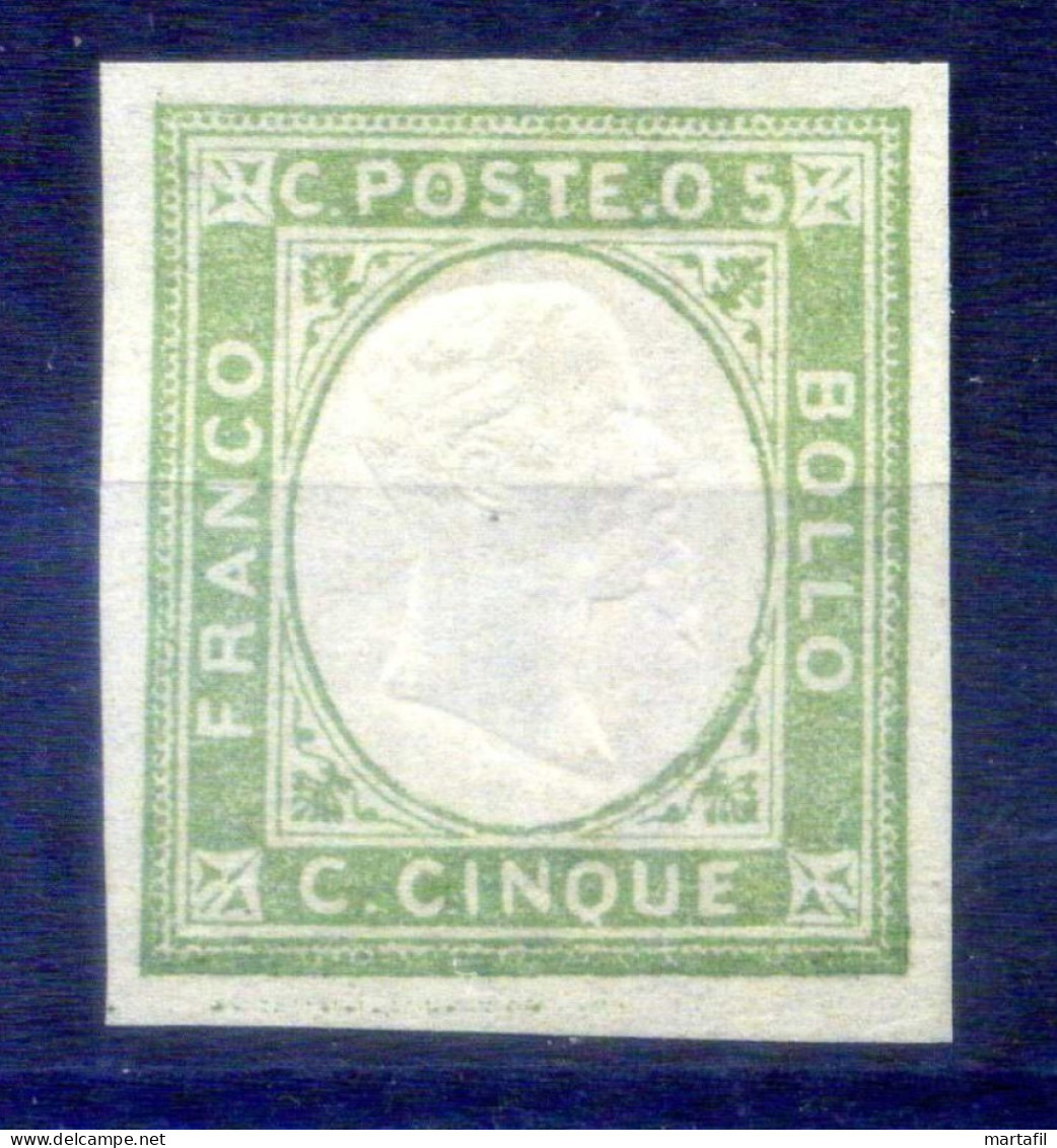 1861 REGNO Italia 5 Centesimi Emiss. Prov. Napoletane, Filetto Su Bordo Inferiore, MNH **, Firmato DIENA - Nuevos