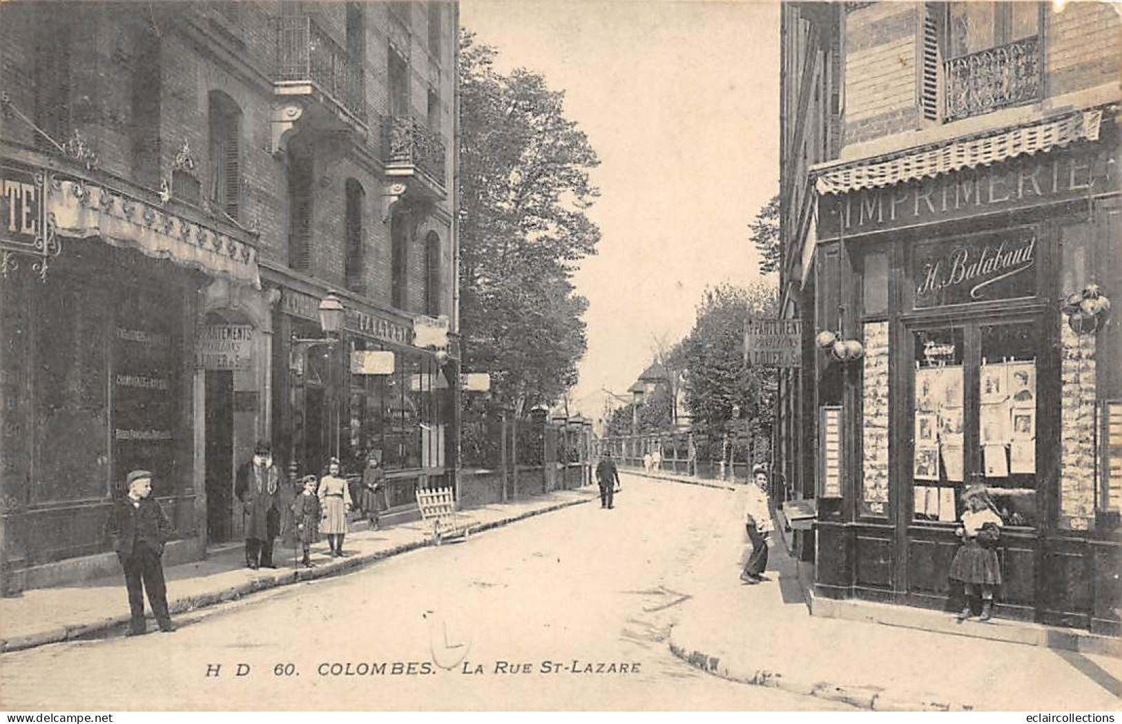 Colombes          92         Rue Saint Lazare  Imprimerie  éditeur De La Carte Postale   N° 60     (voir Scan) - Colombes