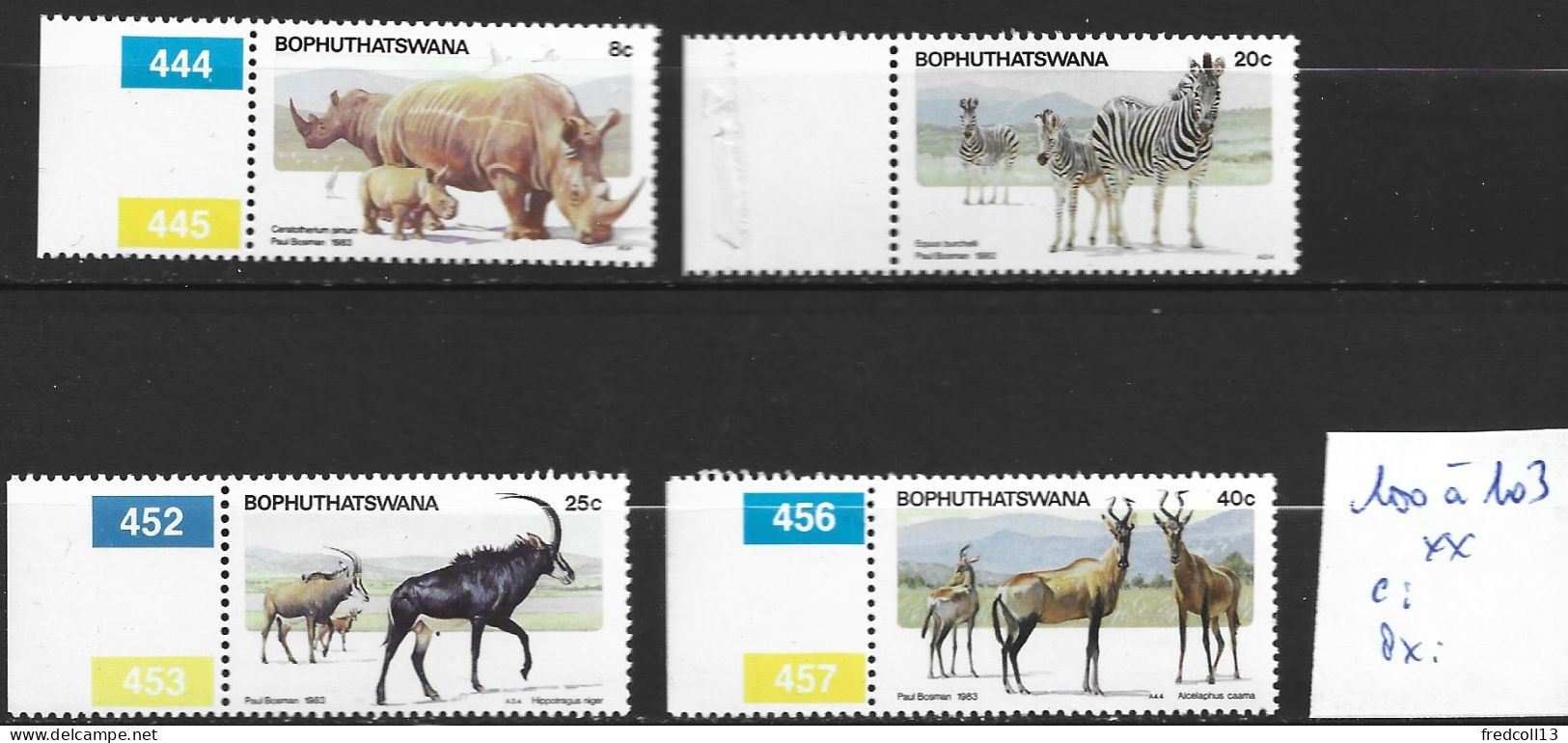 BOPHUTHATSWANA 100 à 103 ** Côte 3.50 € - Bophuthatswana