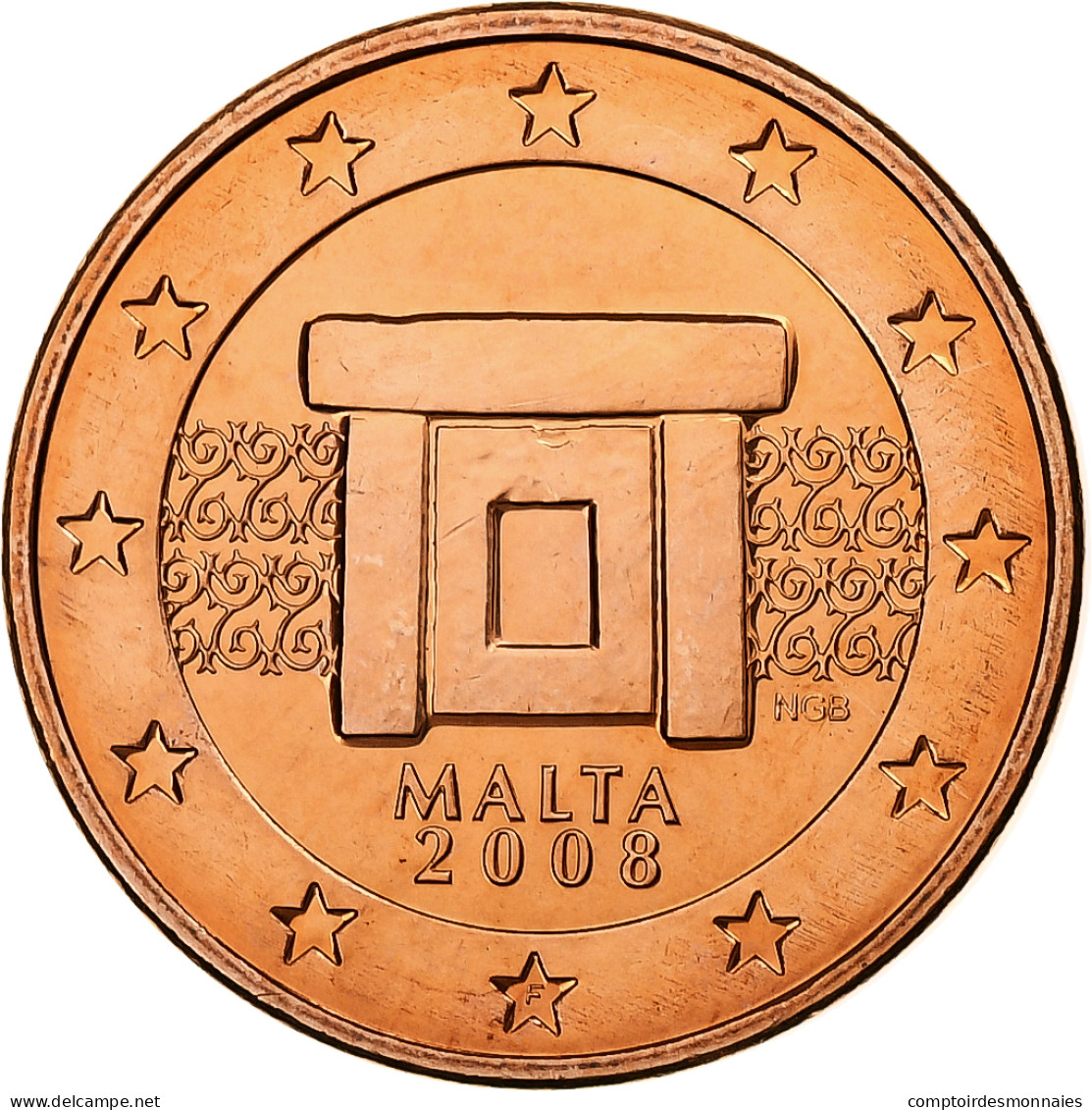 Malte, 5 Euro Cent, 2008, Paris, Cuivre Plaqué Acier, SPL, KM:127 - Malta