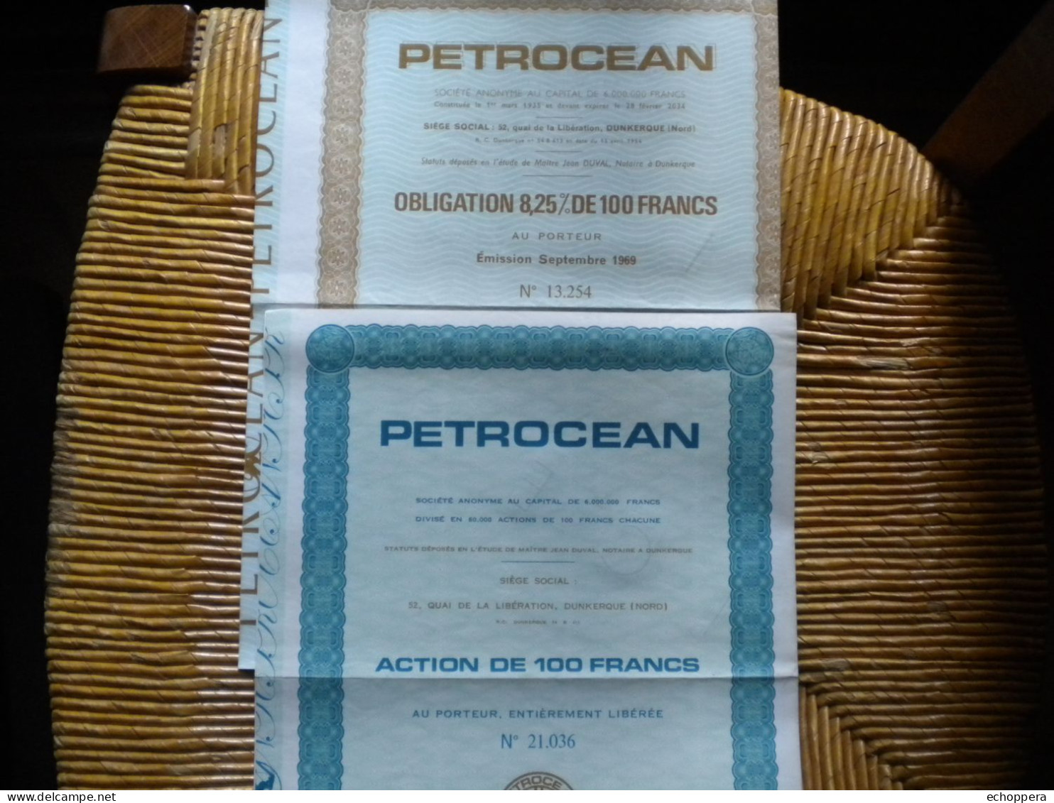 59 - DUNKERQUE - PETROCEAN -  Action + Obligation 8,25% - Petróleo