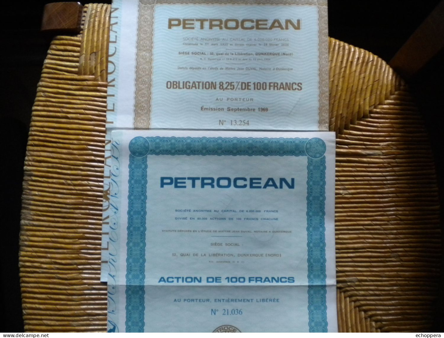 59 - DUNKERQUE - PETROCEAN -  Action + Obligation 8,25% - Oil