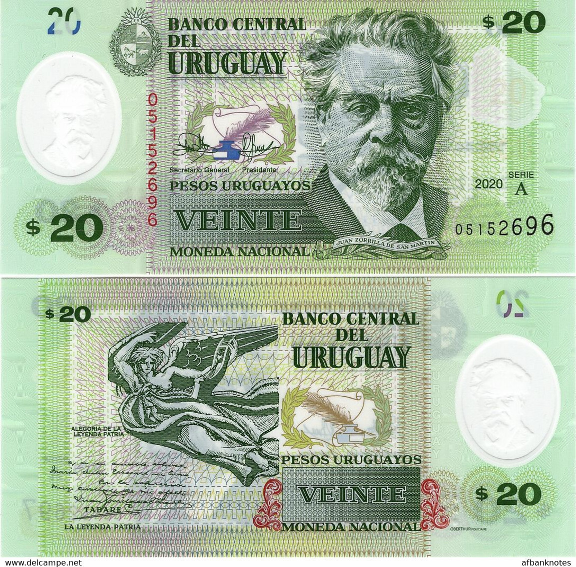 URUGUAY      20 Pesos Urug.    P-W101a       2020       UNC - Uruguay