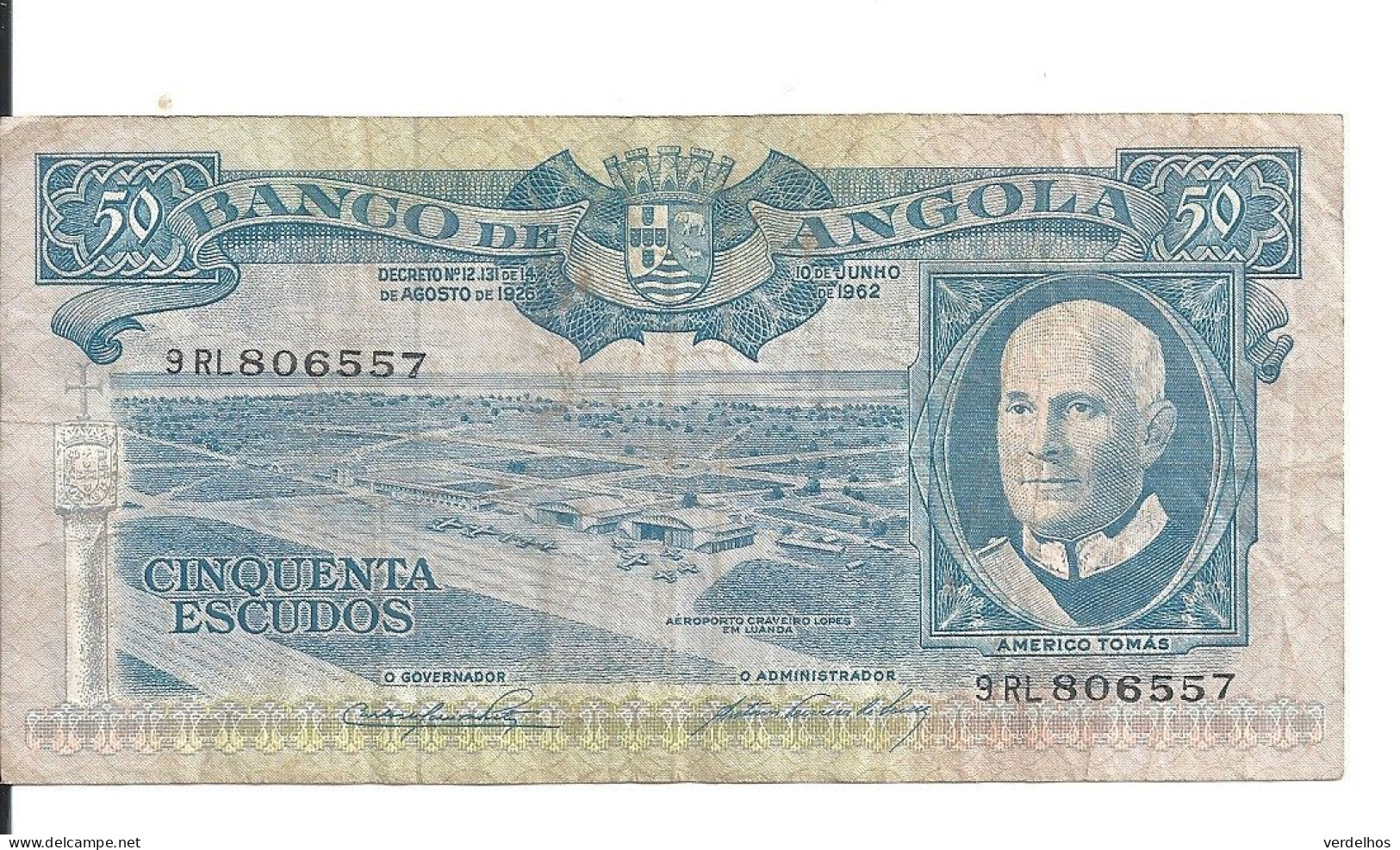 ANGOLA 50 ESCUDOS 1962 VF P 93 - Angola