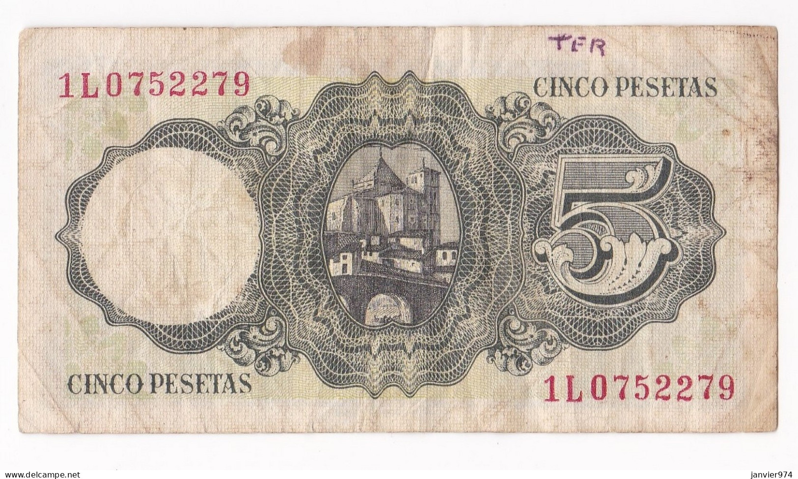 5 Pesetas Jaime Balmes 1951, N° 1L 0752279 - 5 Pesetas