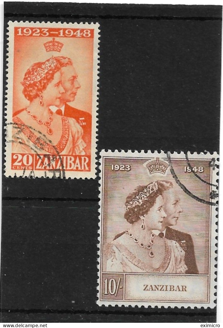 ZANZIBAR 1949 SILVER WEDDING SET SG 333/334 FINE USED Cat £41+ - Zanzibar (...-1963)