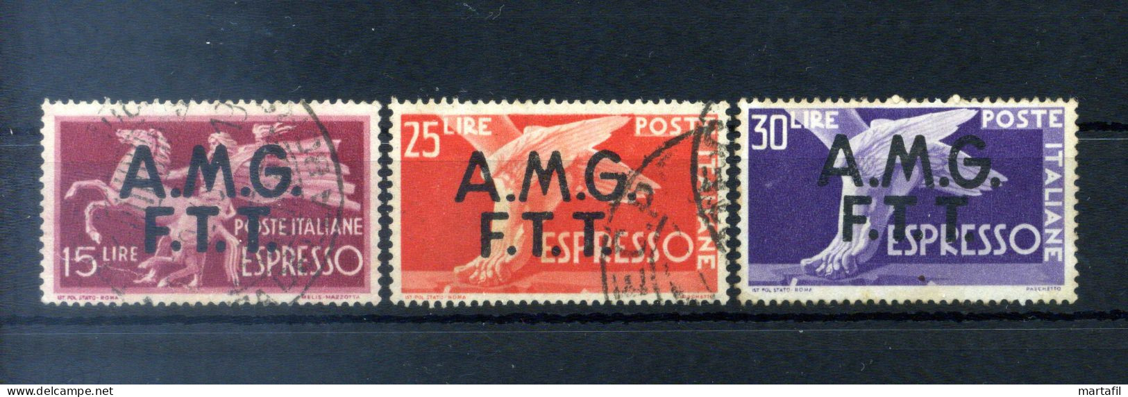 1947-48 Trieste Zona A Espressi S1/3 Usati, Serie Democratica - Correo Urgente