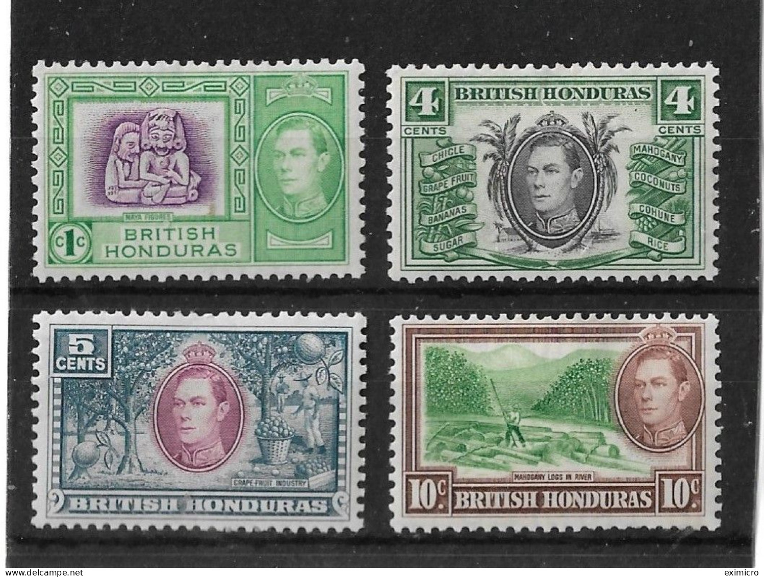 BRITISH HONDURAS 1938 1c, 4c, 5c, 10c SG 150, 153, 154, 155 MOUNTED MINT Cat £11+ - Honduras Británica (...-1970)