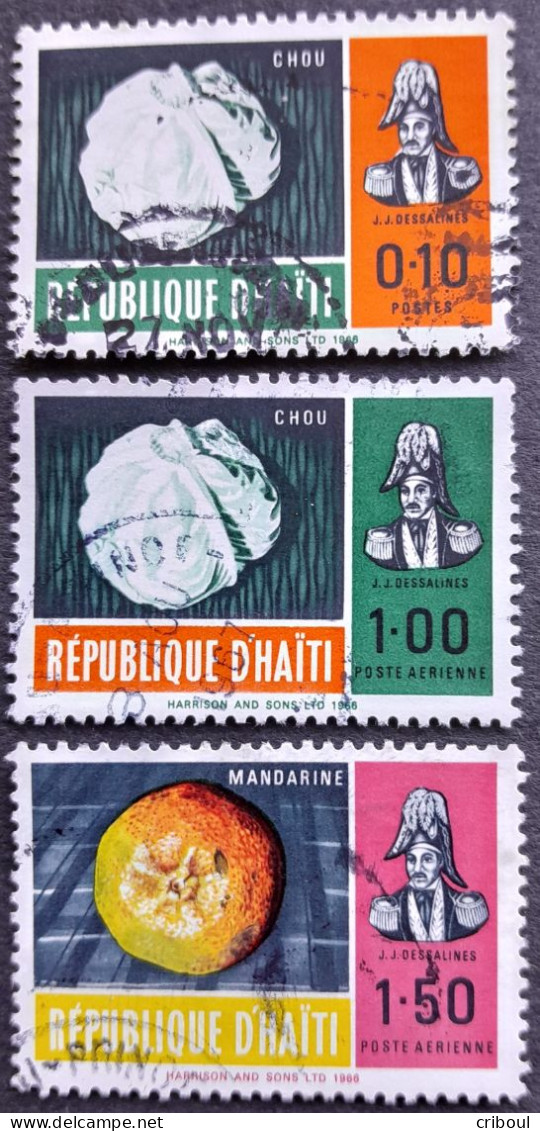 Haiti 1967 Fruit Légumes Chou Mandarine Yvert 471 PA347 PA348 O Used - Légumes