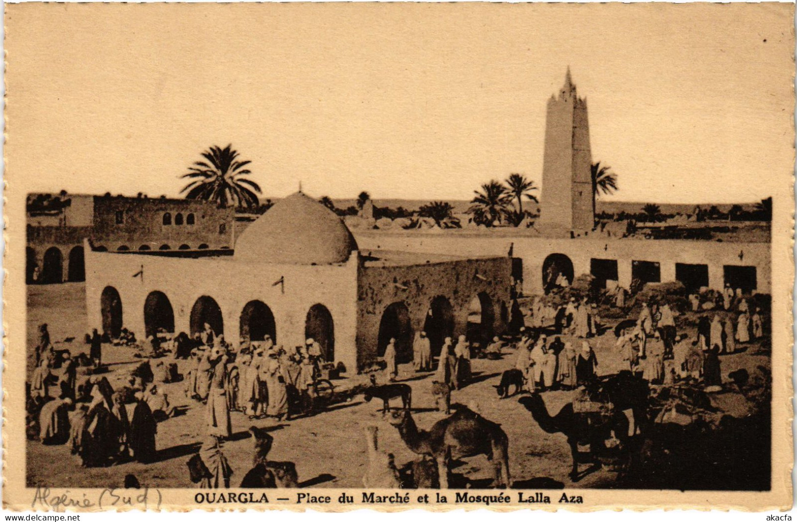 CPA AK OUARGLA Place Du Marche Et La Mosquee Lalla Aza ALGERIA (1358687) - Ouargla