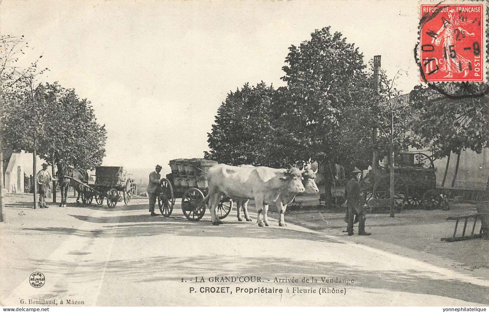 69 - RHÔNE - FLEURY - La Grande Cour, Arrivée De La Vendange - P. CROZET, Propriétaire Transport De Fûts, Attelage 10804 - Gleize