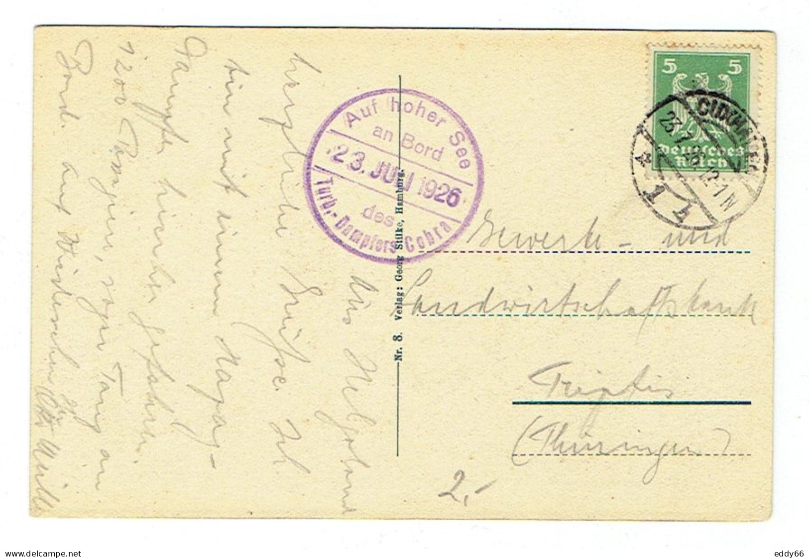 Ansichtskarte Helgoland -Predigerstuhl Aus Dem Jahr 1926 Mit Schiffspoststempel Turbinendampfer Cobra 23.07.1926 - Helgoland