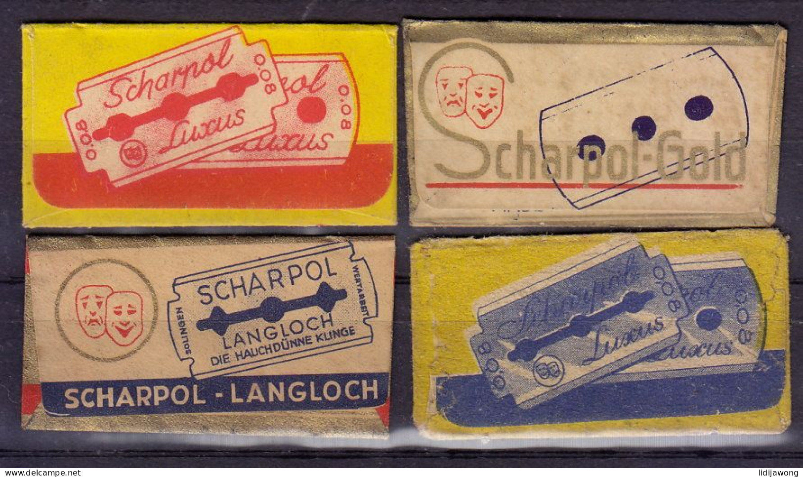 "SCHARPOL" Razor Blade Old Vintage 4 WRAPPERS (see Sales Conditions) - Rasierklingen