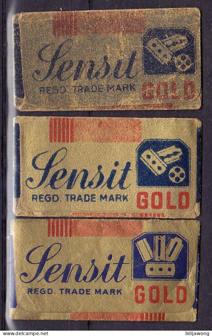 "SENSIT GOLD" Razor Blade Old Vintage 3 WRAPPERS (see Sales Conditions) - Razor Blades