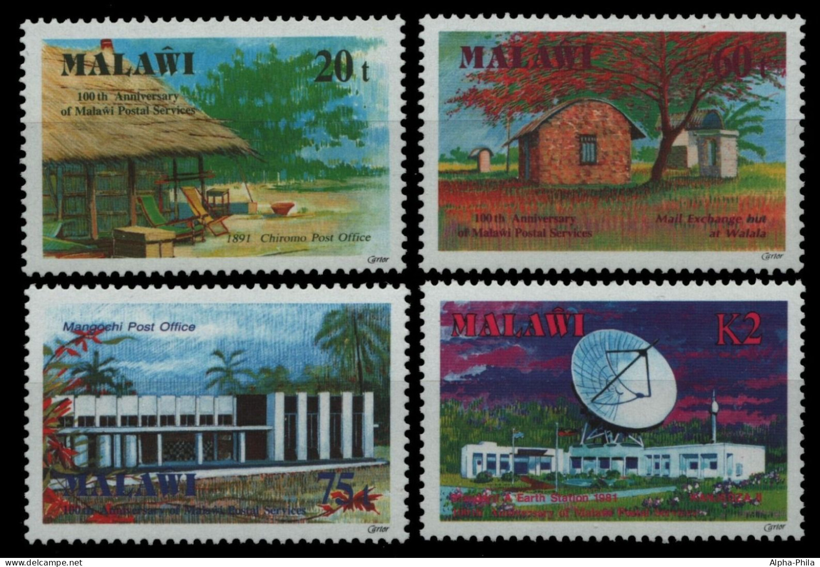 Malawi 1991 - Mi-Nr. 569-572 A ** - MNH - 100 Jahre Postdienst - Malawi (1964-...)