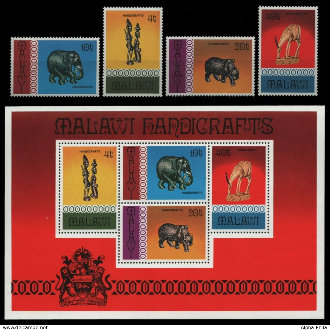 Malawi 1977 - Mi-Nr. 277-280 & Block 47 ** - MNH - Kunsthandwerk - Malawi (1964-...)