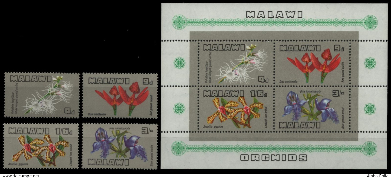 Malawi 1969 - Mi-Nr. 110-113 & Block 14 ** - MNH - Orchideen / Orchids - Malawi (1964-...)