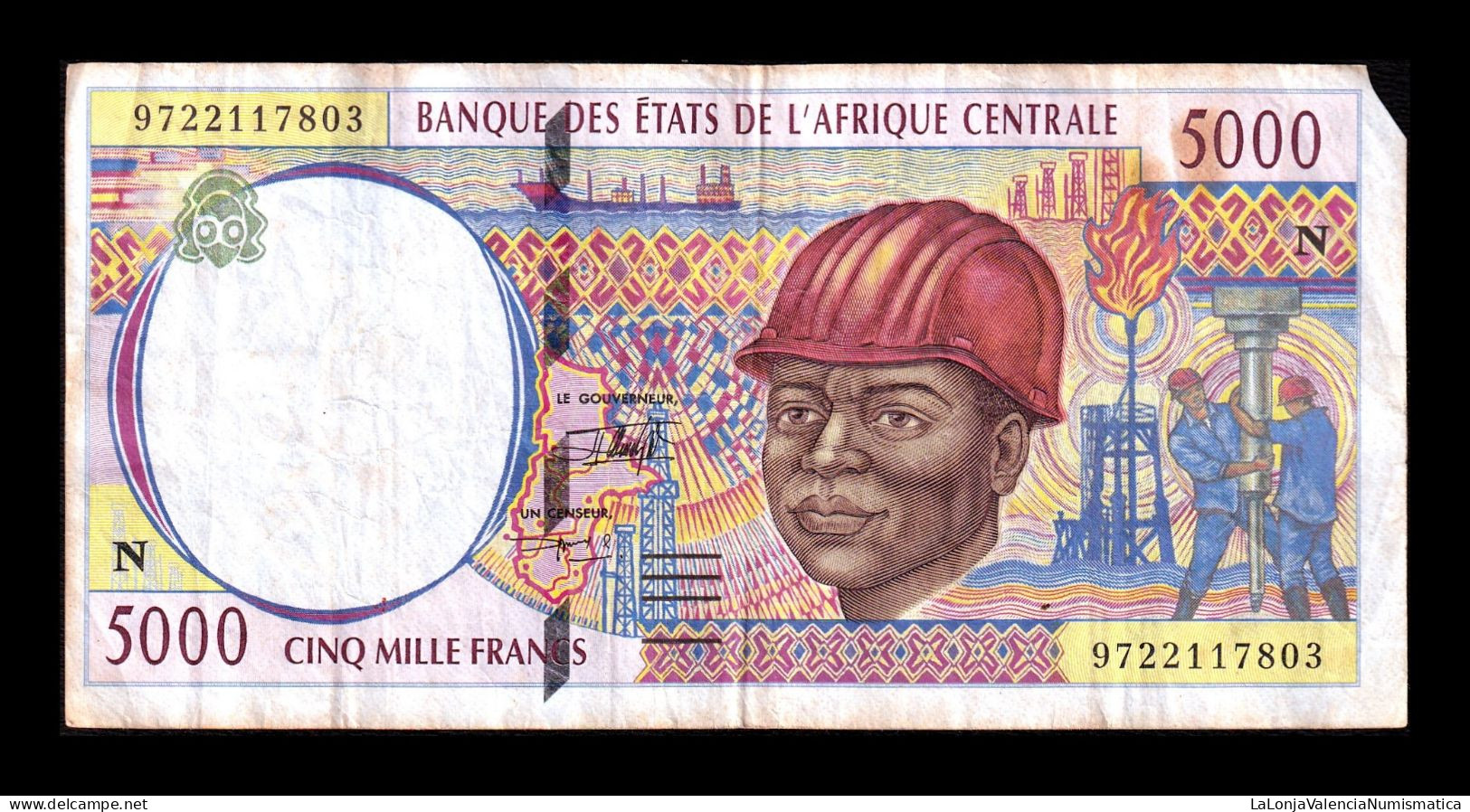 Central African St. - Estados De África Central Guinea Equatorial 5000 Francs 1997 Pick 504Nc Bc F - Central African States