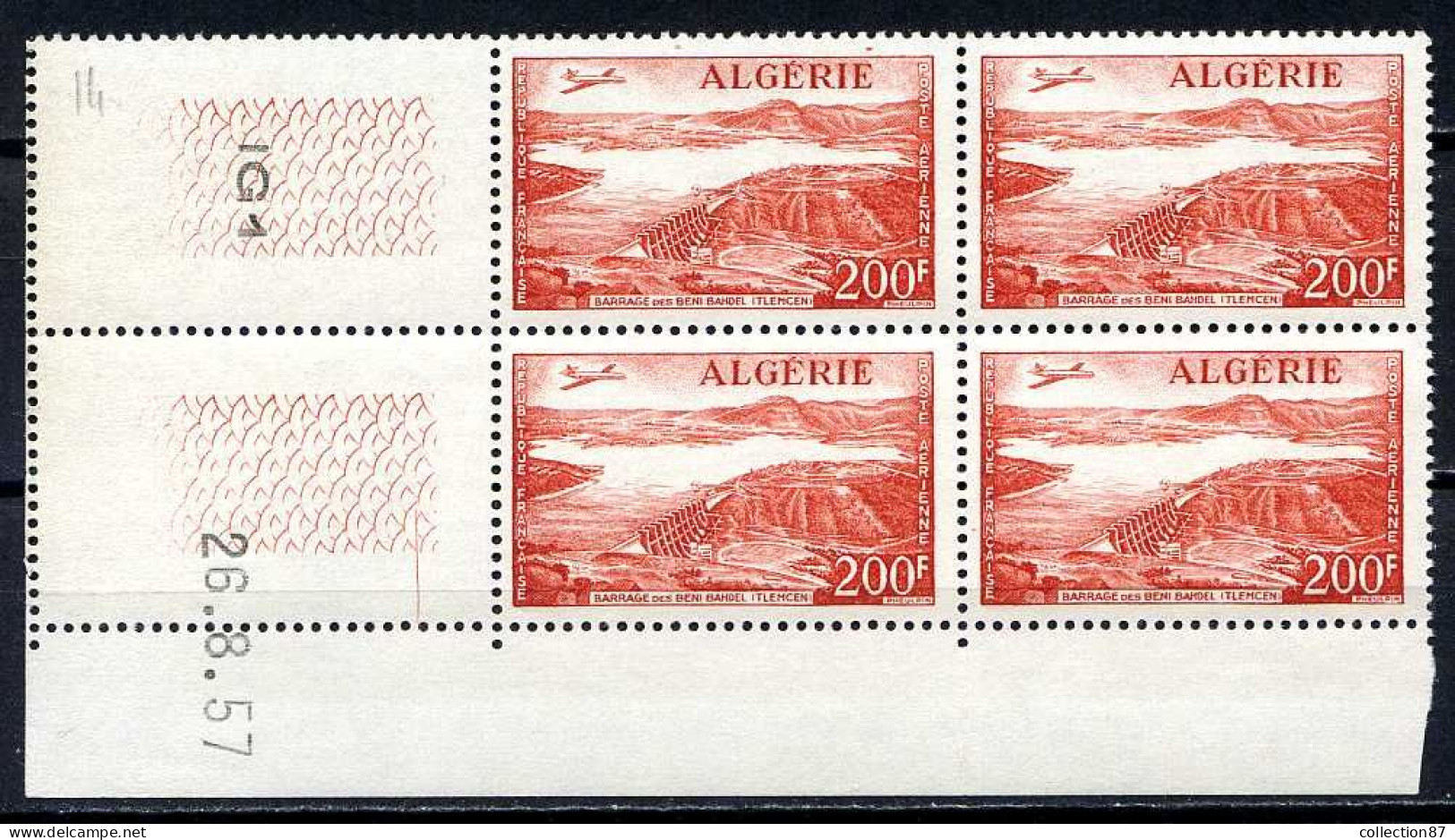 ALGERIE < PA N° 14 < COIN DATÉ Du 26-08-57 * * Neuf Luxe ** MNH < Cote 50 € - Posta Aerea