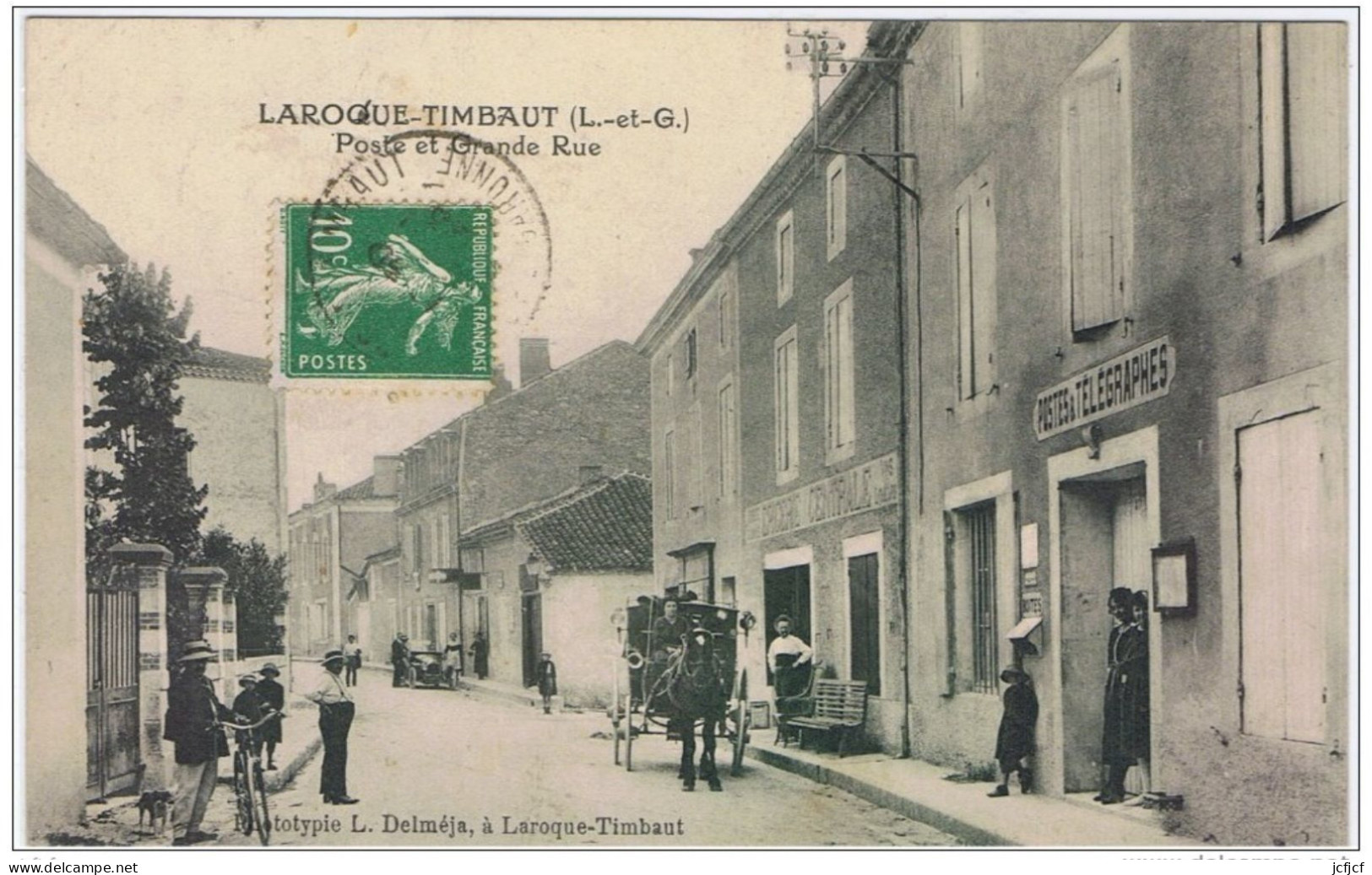 Cpa..47..LAROQUE TIMBAUT..LOT ET GARONNE..POSTE ET GRANDE RUE.. - Laroque Timbault