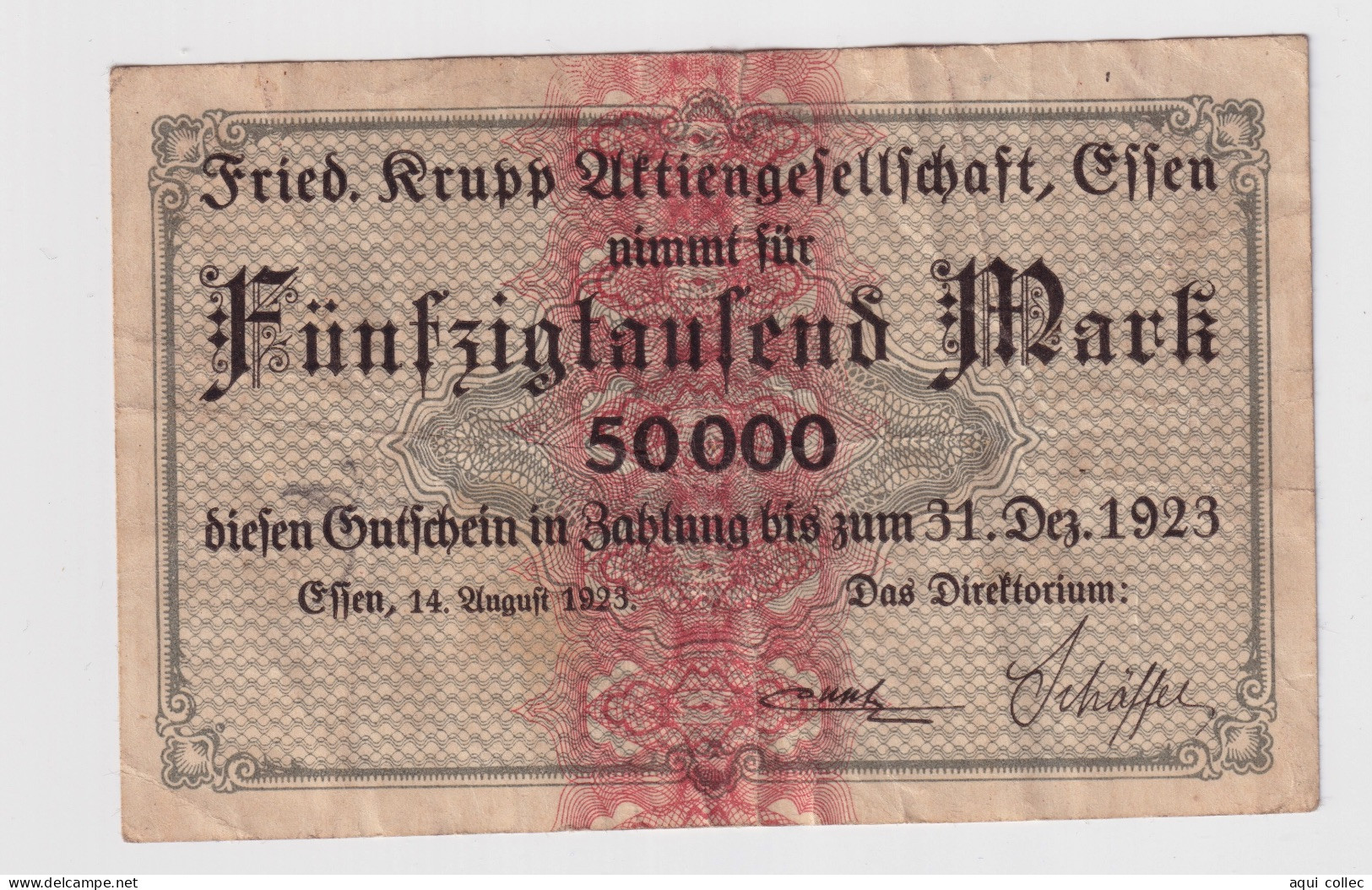 BILLET ALLEMAND 50000 MARK UNIFACE - A Identifier