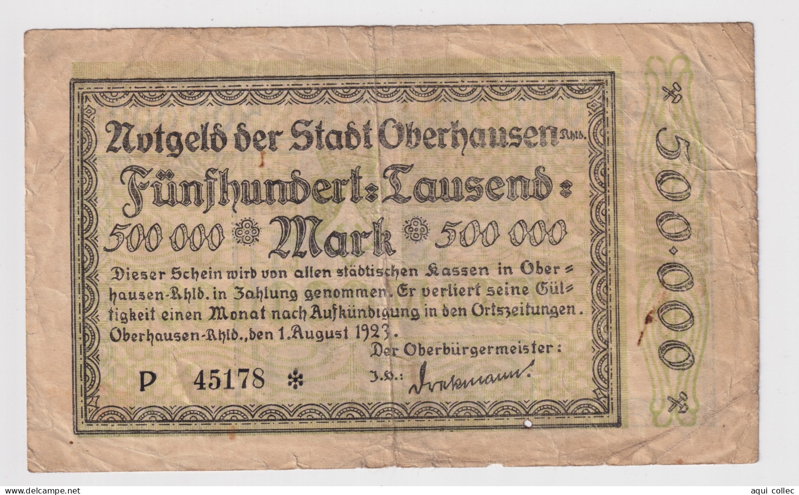 BILLET ALLEMAND 50000 MARK - Te Identificeren