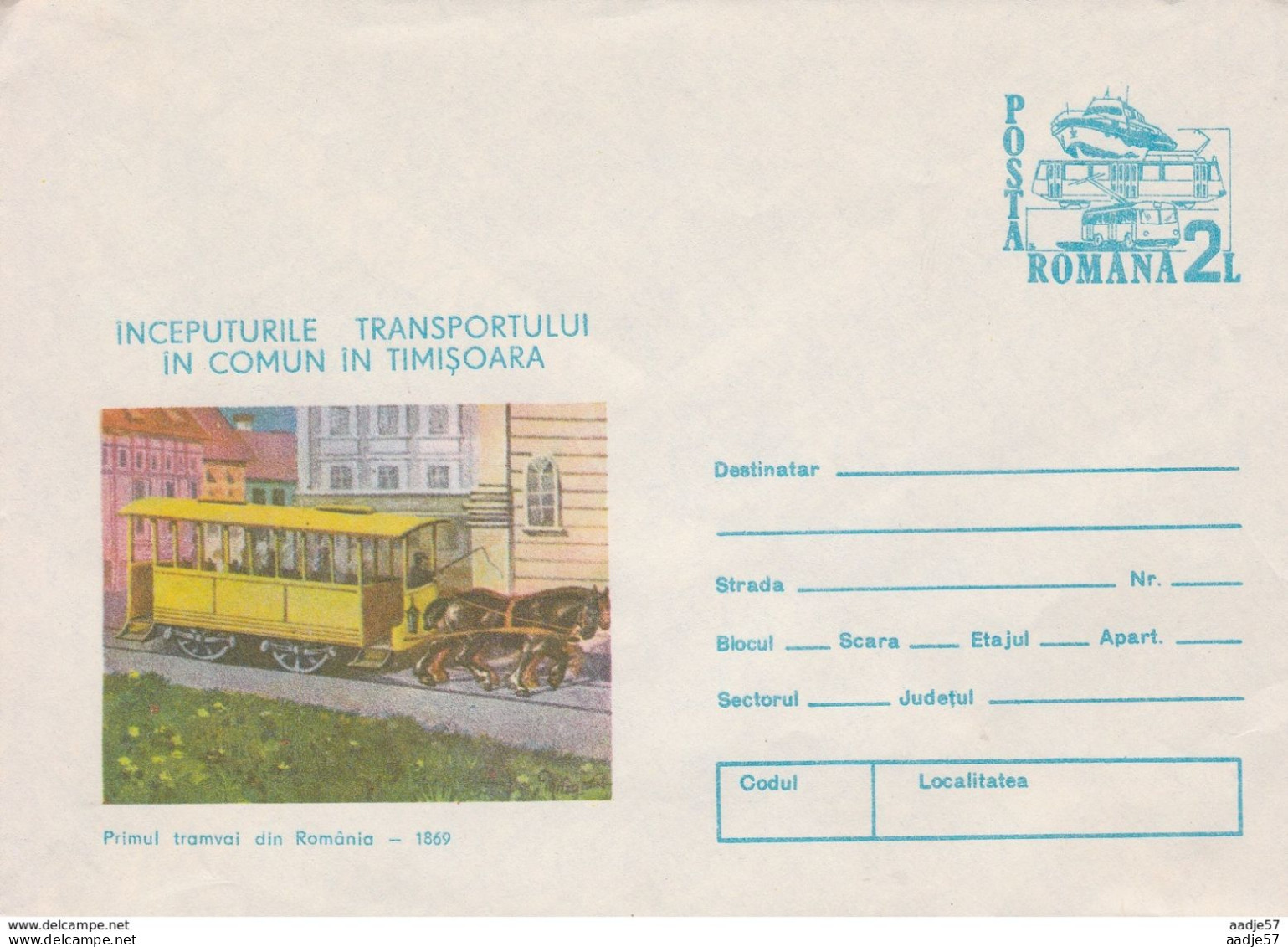 Romania Romana Roumanie 096/1984 Horse Tram 125 Years - Tramways