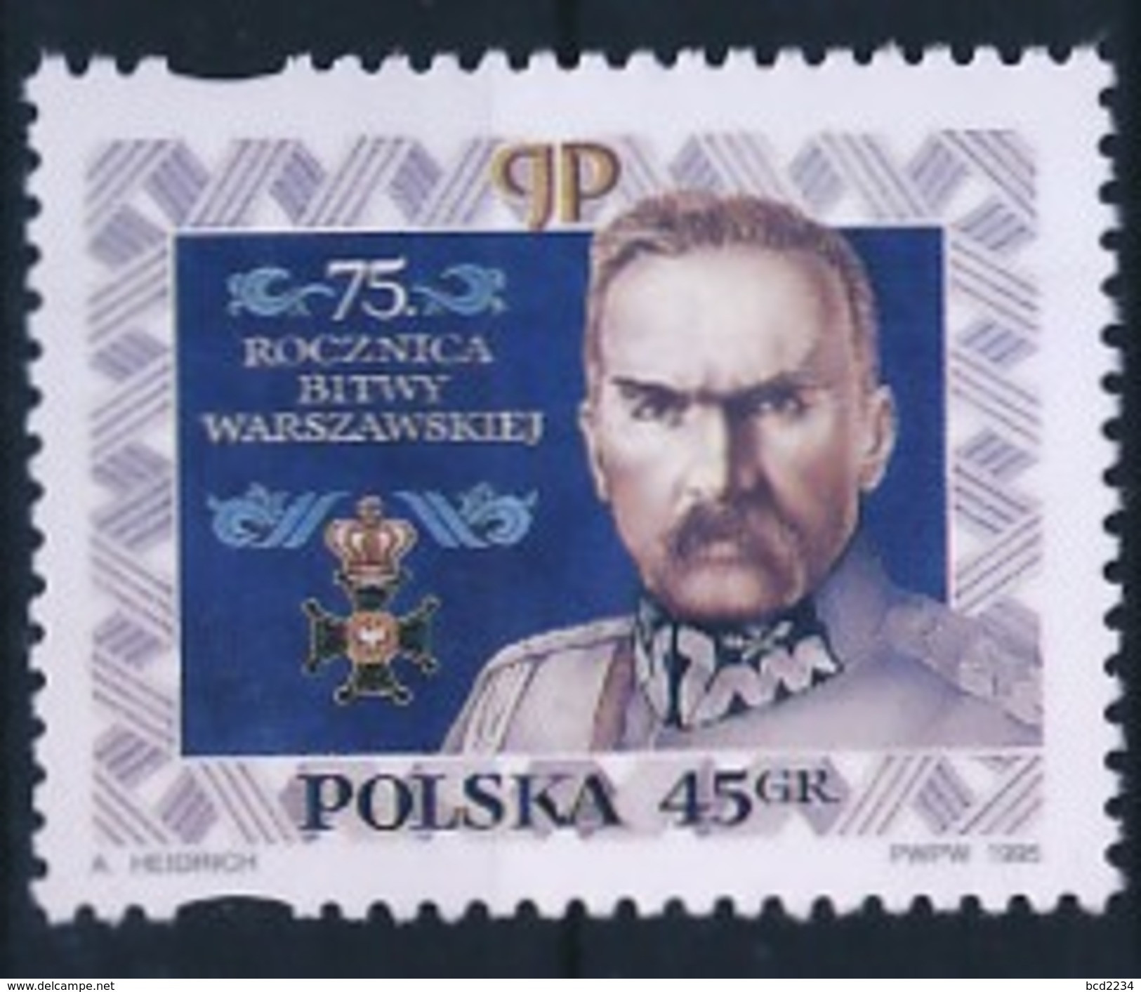 POLAND 1995 75TH ANNIV BATTLE OF WARSAW PILSUDSKI POLISH SOVIET WAR NHM MILITARIA ARMY MEDAL - Unused Stamps