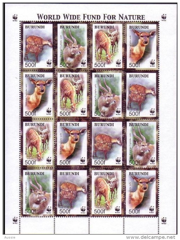 Burundi 2004 OCBn° 1115-1118 Yvertn° 1078-1081 *** MNH Cote 55 €   WWF Sitatunga Feuillet Complète - Ongebruikt