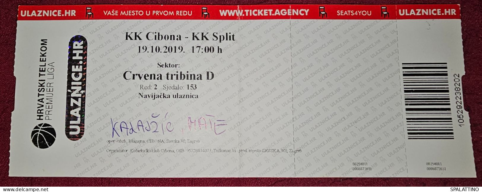 KK CIBONA- KK SPLIT 2019., KALAJŽIĆ MATE - Bekleidung, Souvenirs Und Sonstige