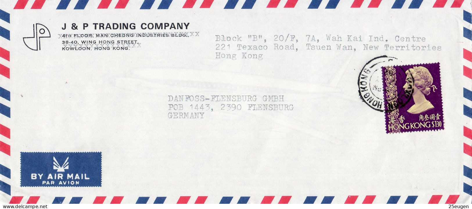 HONG KONG 1982  AIRMAIL  LETTER SENT  TO FLENSBURG - Cartas & Documentos